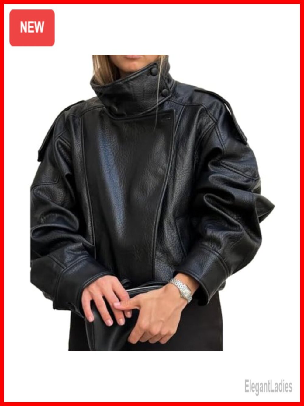 Women's Faux Leather Jacket Casual Zip Up Biker Motor Racer Varsity Coat